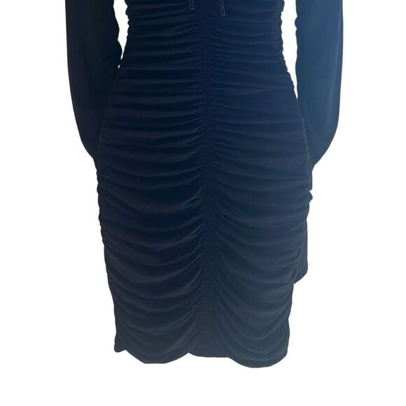 A.L.C. Black Ruched Bodycon Mini Dress Long Sleeve Halter Neck Medium $495 NWT - Picture 7 of 16